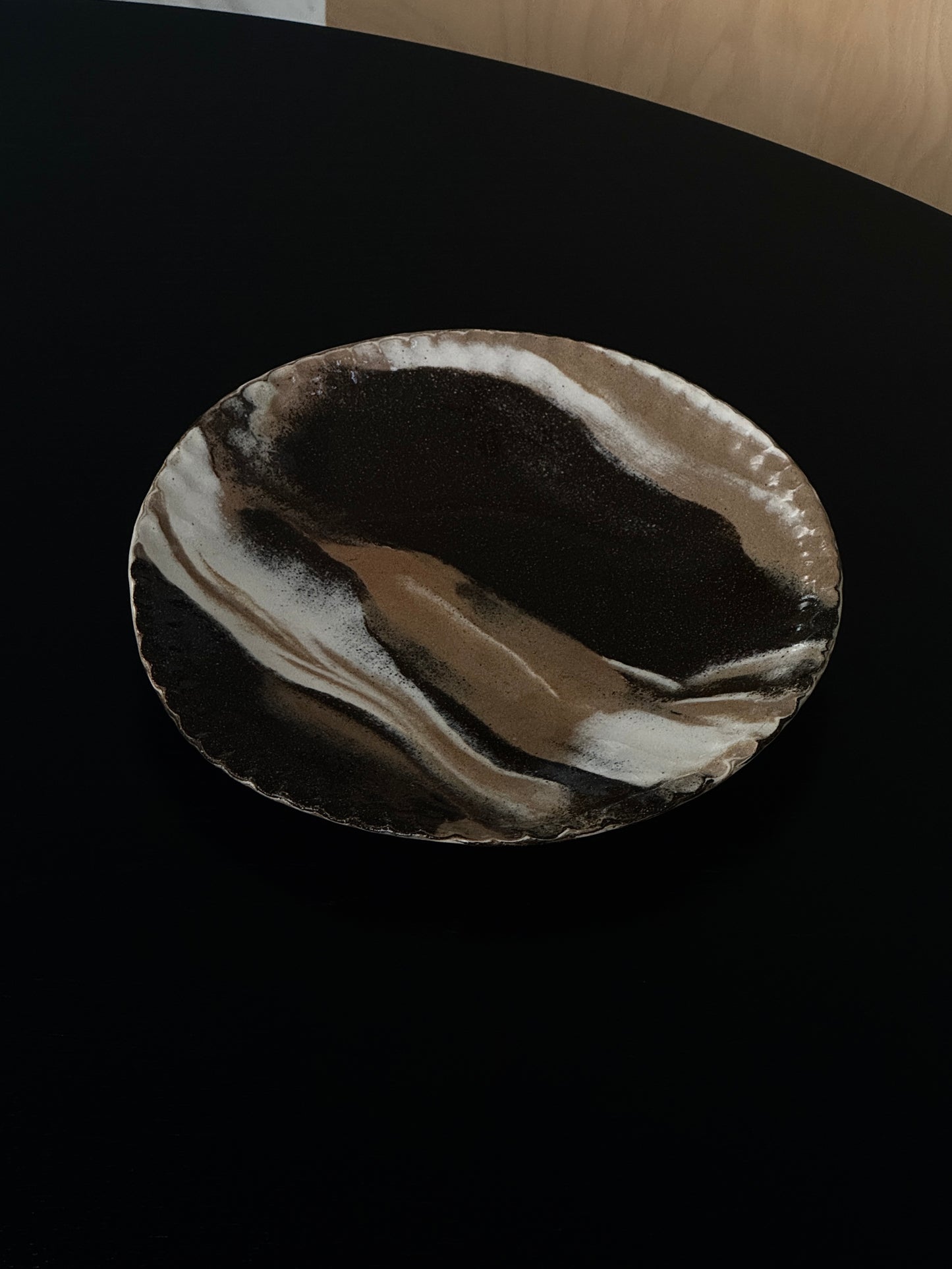 涟 PLATE | hand pinched plate in marbled clay