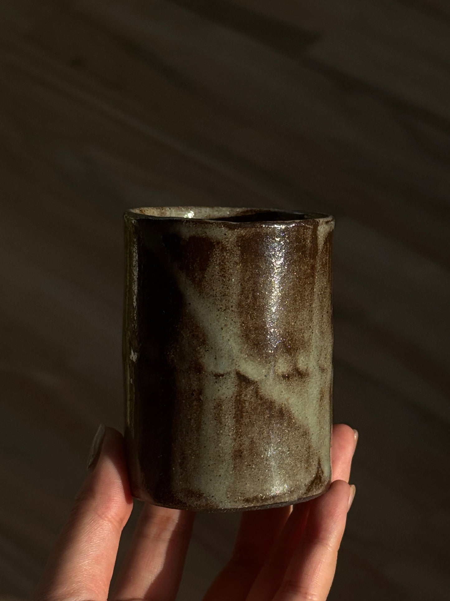 竹 CUP | hand pinched tumbler, brown clay in turquoise