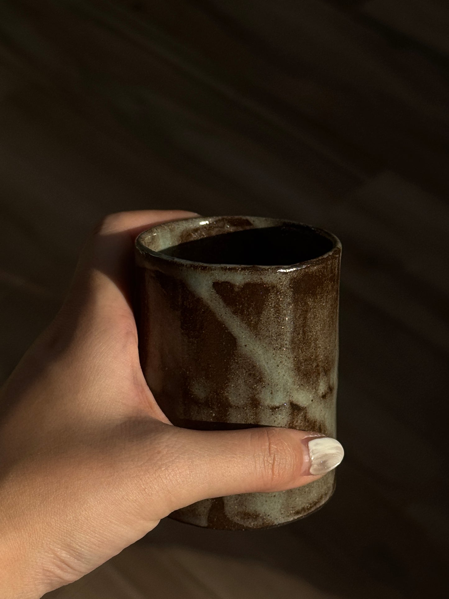 竹 CUP | hand pinched tumbler, brown clay in turquoise