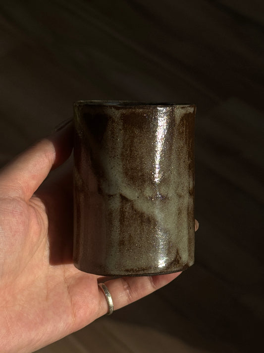 竹 CUP | hand pinched tumbler, brown clay in turquoise