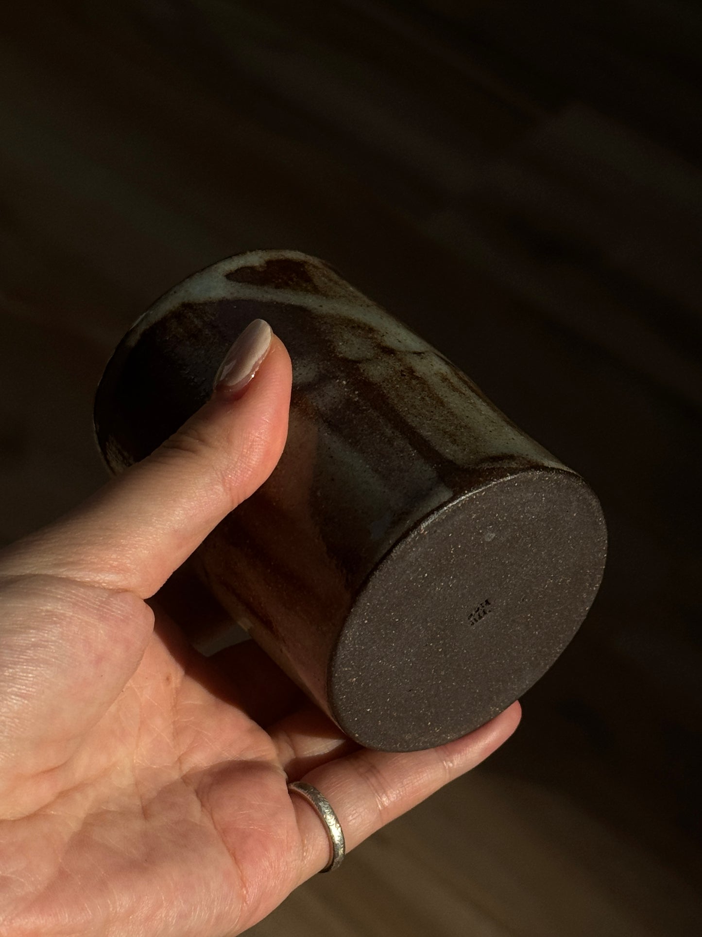 竹 CUP | hand pinched tumbler, brown clay in turquoise