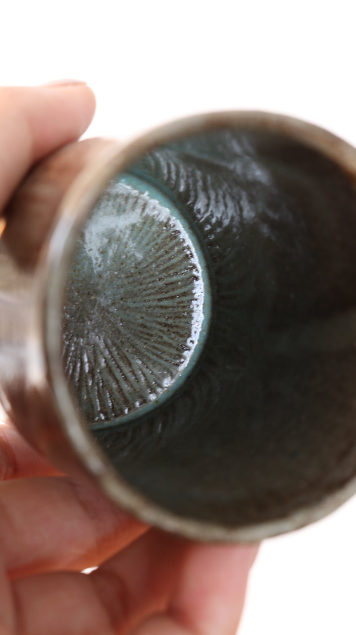 竹 CUP | hand pinched tumbler, brown clay in turquoise